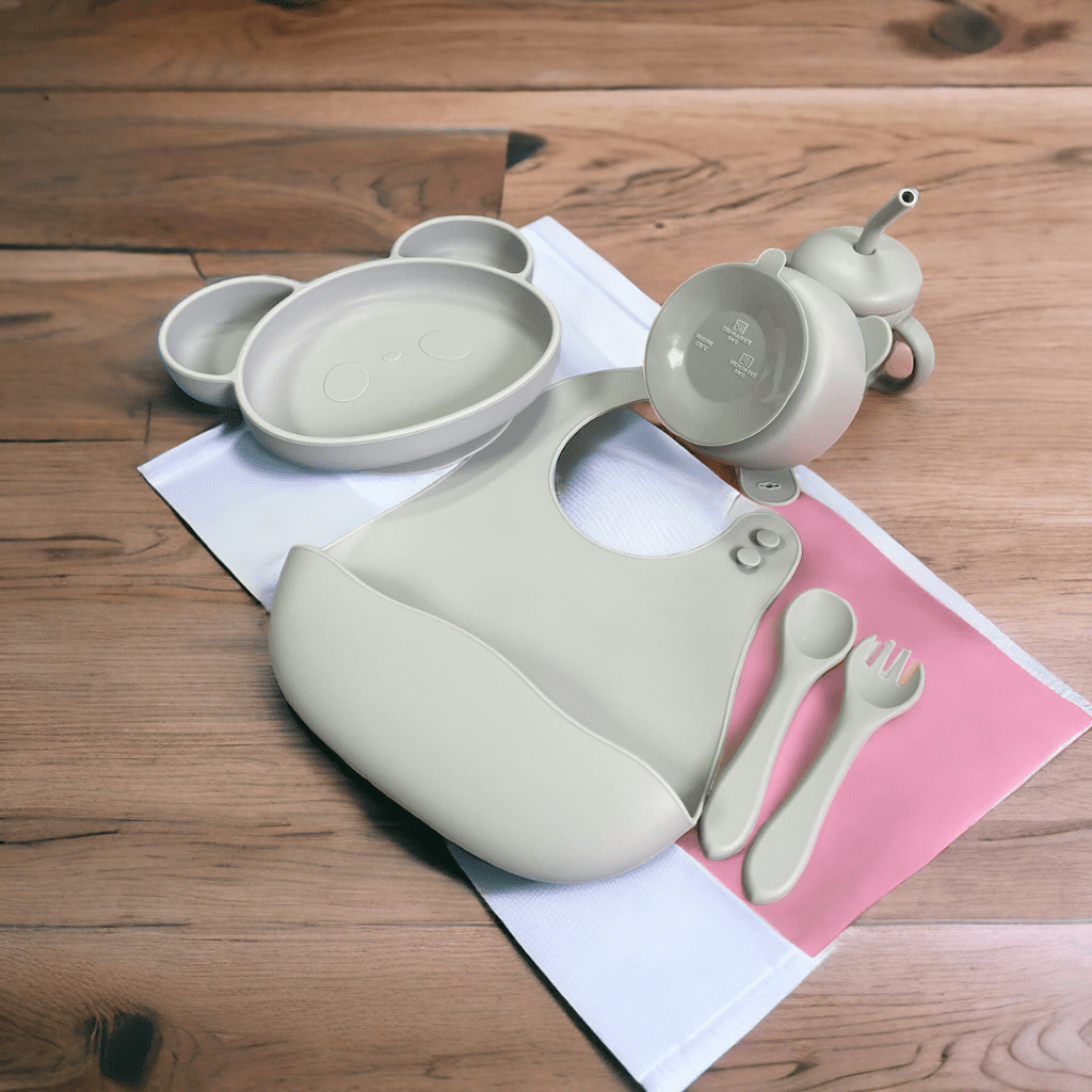 Zestaw Silikonowy Dla Niemowląt dzieci 6 elementów - Niebieski/Szary - obrazek 2