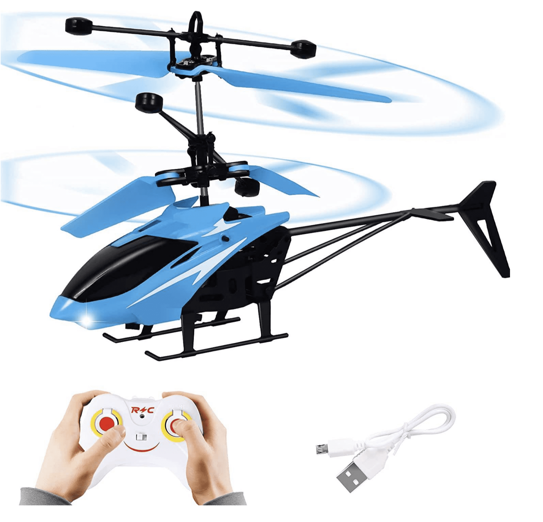 Helikopter Zdalnie Sterowany, Śmigłowiec z Pilotem - Niebieski - obrazek 4