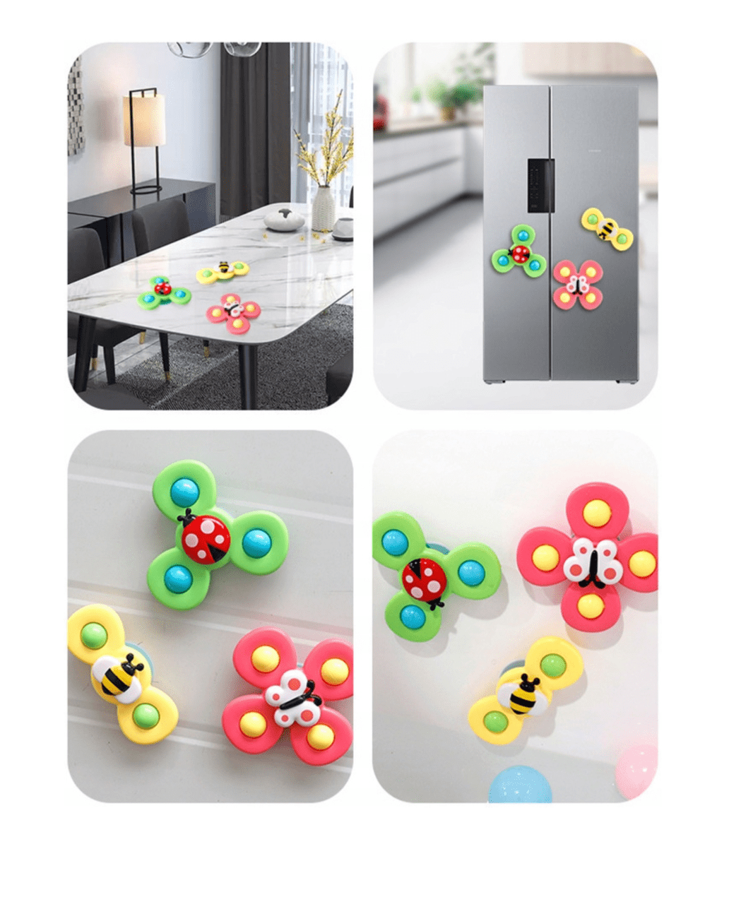 Fidget Spinner z przyssawką , Sensoryczna zabawka do Kąpieli - Owady 3 sztuki - obrazek 3