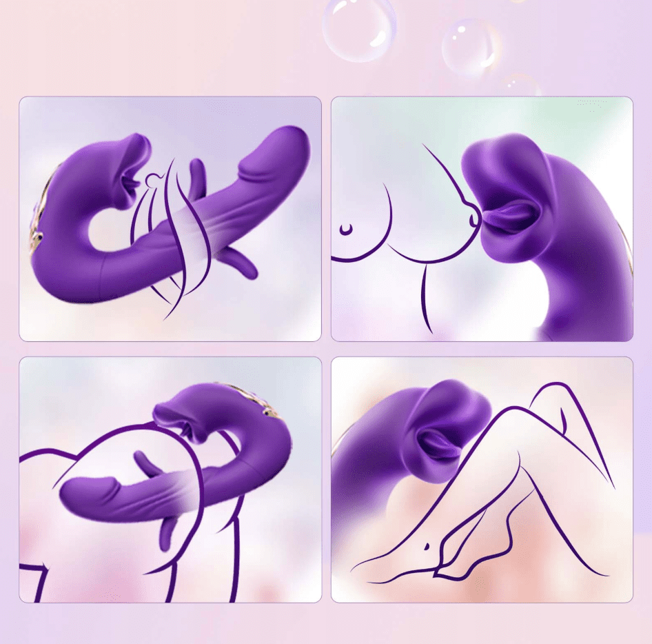 Flapping wibrator wielofunkcyjny fioletowy intensywne orgazmy 7 trybów - obrazek 3