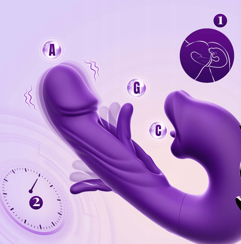 Flapping wibrator wielofunkcyjny fioletowy intensywne orgazmy 7 trybów - obrazek 8