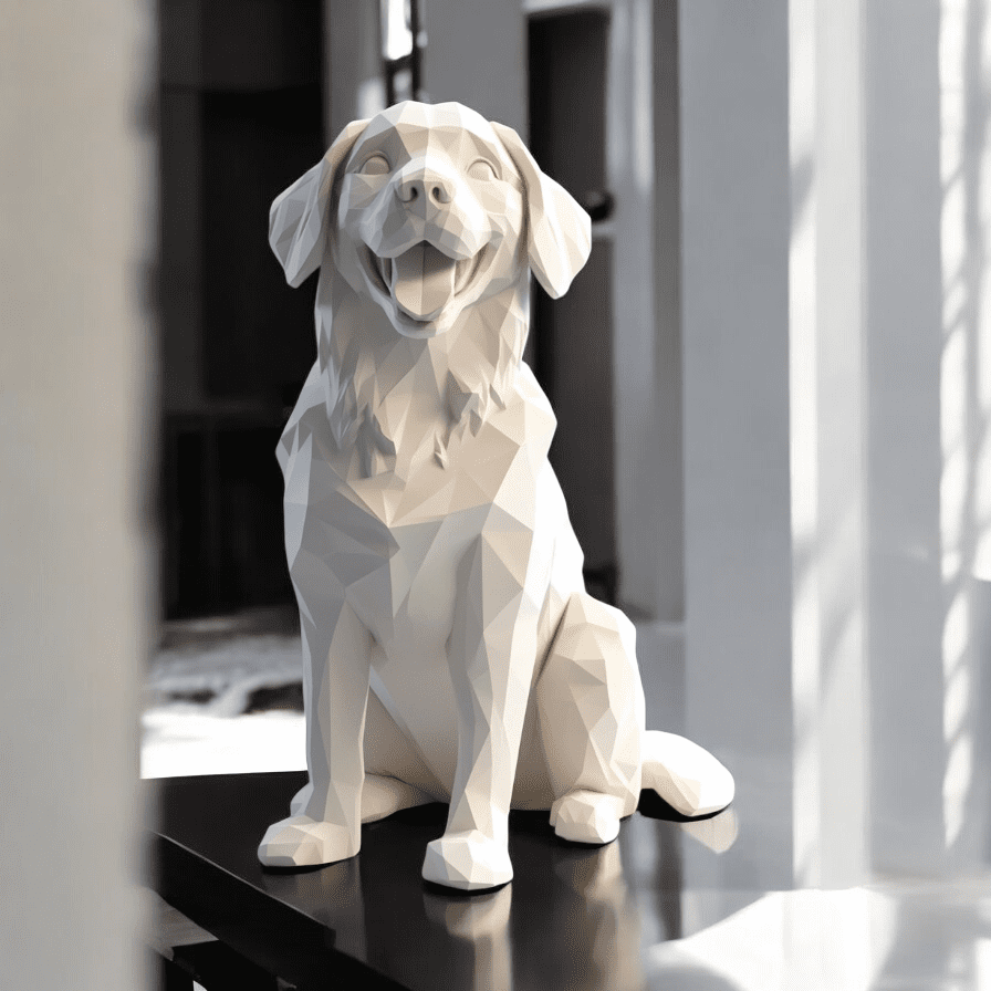Figurka Psa Low-Poly – Nowoczesna Dekoracja do Domu Styl Geometryczny - 20 cm - obrazek 3