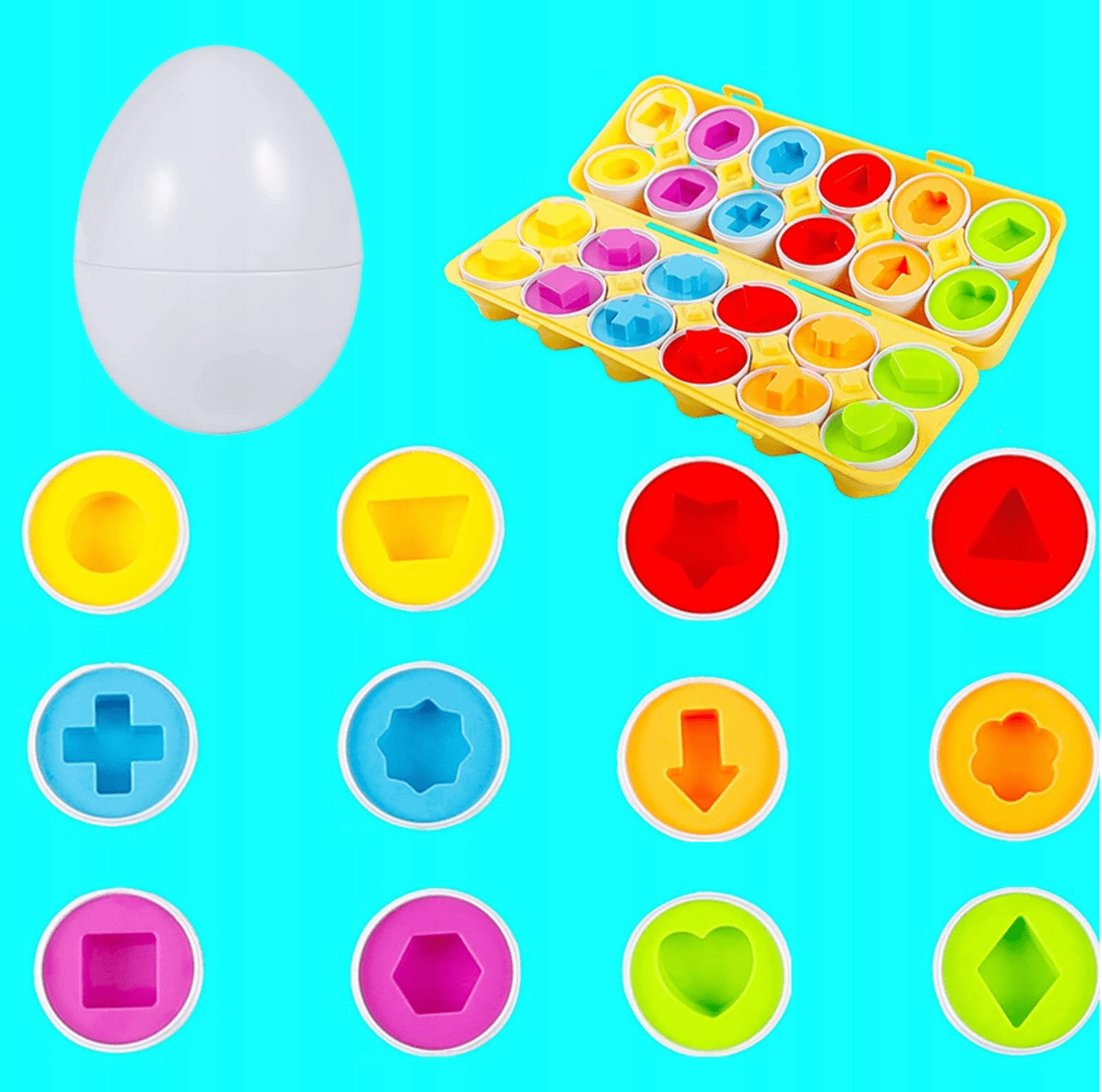 Układanka Edukacyjna Montessori Jajka Dopasuj Kształt - obrazek 3
