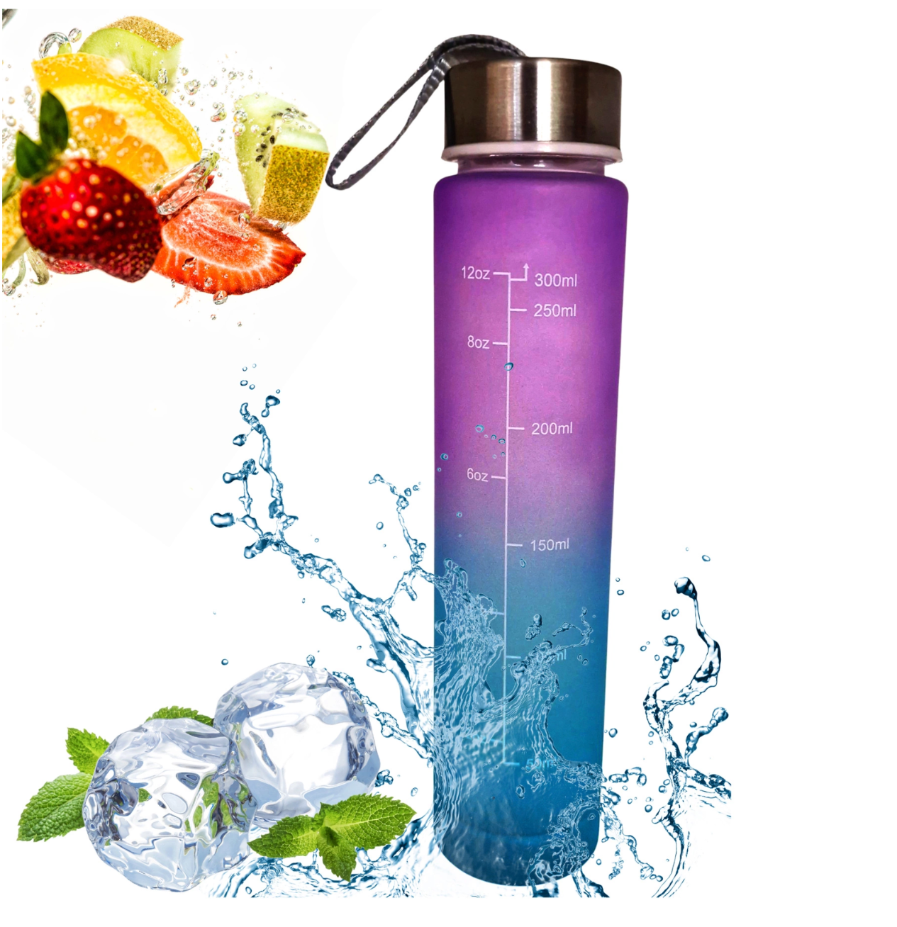 Butelka Motywacyjna Sportowa z Rurką Fitness Siłownia 2000ml+900ml+300ml - 3 szt - obrazek 5