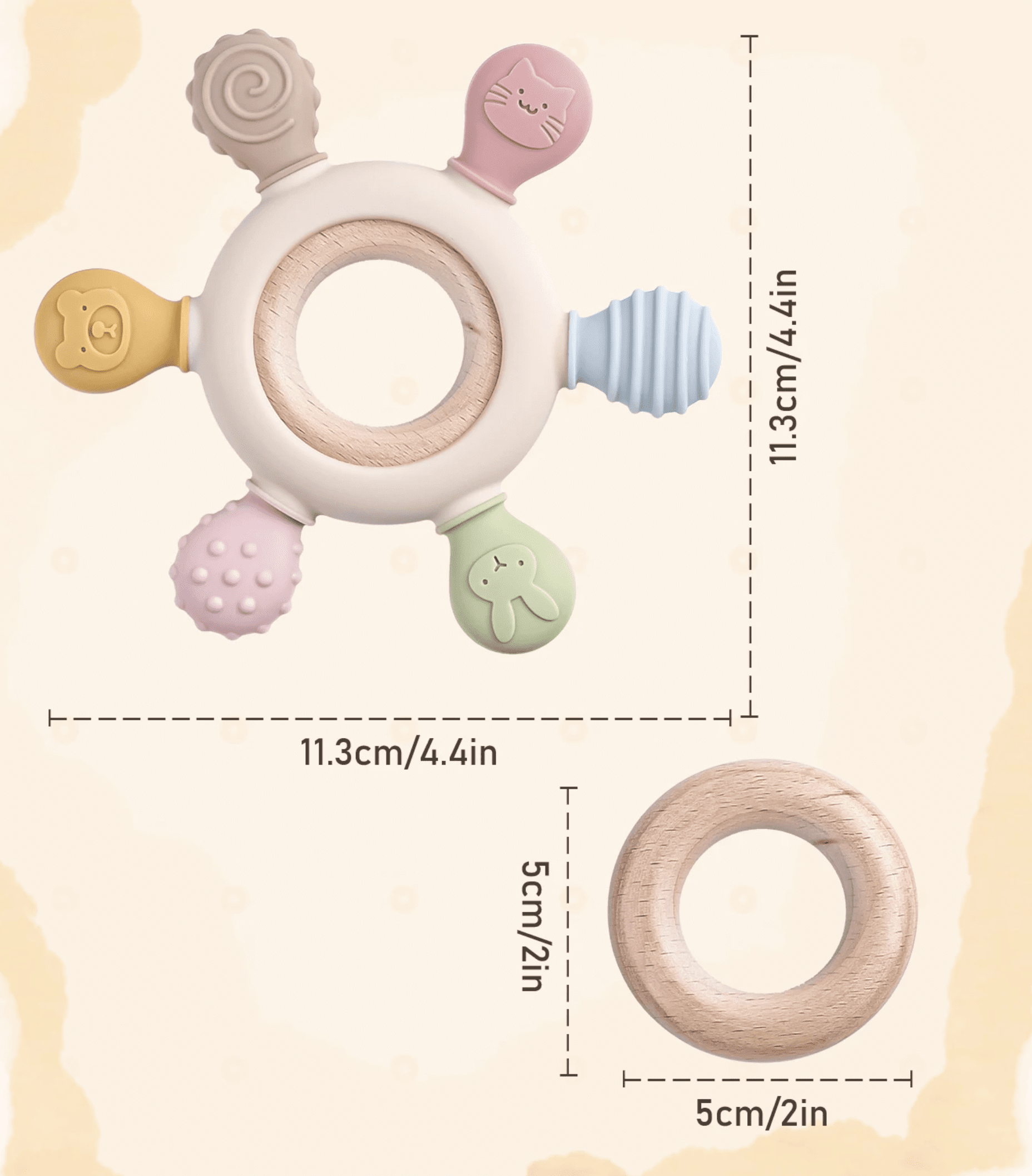 Gryzak Drewniany Silikonowy Na Ząbkowanie 0m+ - obrazek 8