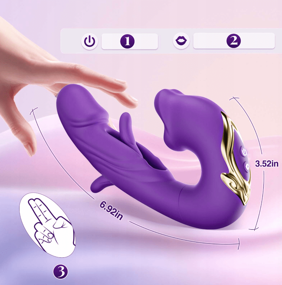 Flapping wibrator wielofunkcyjny fioletowy intensywne orgazmy 7 trybów - obrazek 4
