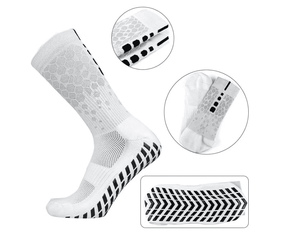 Skarpety Piłkarskie Antypoślizgowe FG 39-45 - Białe - obrazek 3