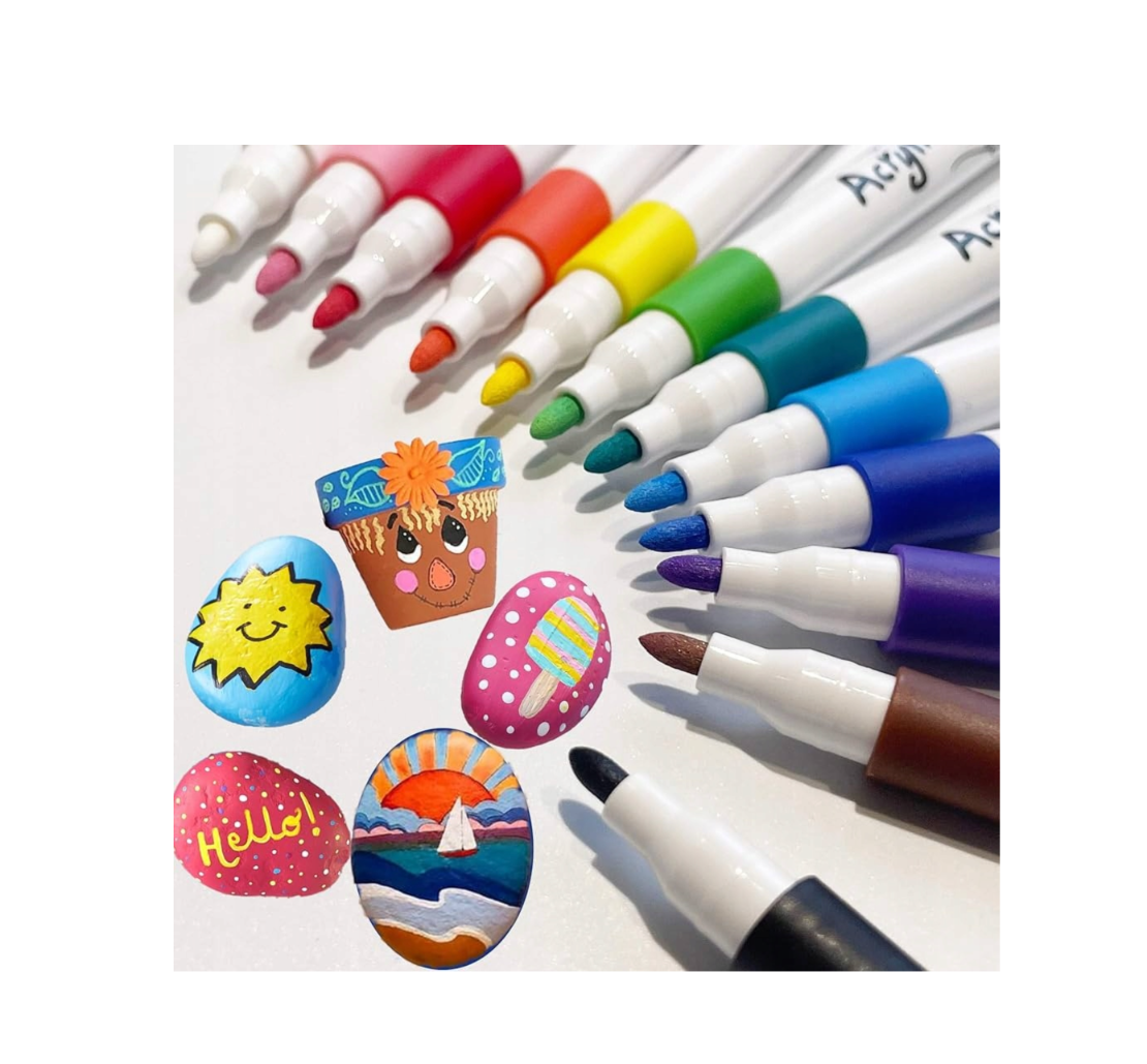 MARKERY AKRYLOWE PISAKI MAZAKI FLAMASTRY do KAMIENI UBRAŃ WODOODPORNE 12 szt. - obrazek 5