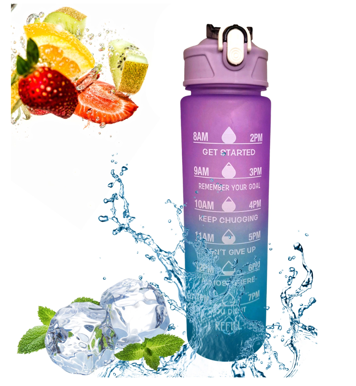 Butelka Motywacyjna Sportowa z Rurką Fitness Siłownia 2000ml+900ml+300ml - 3 szt - obrazek 6