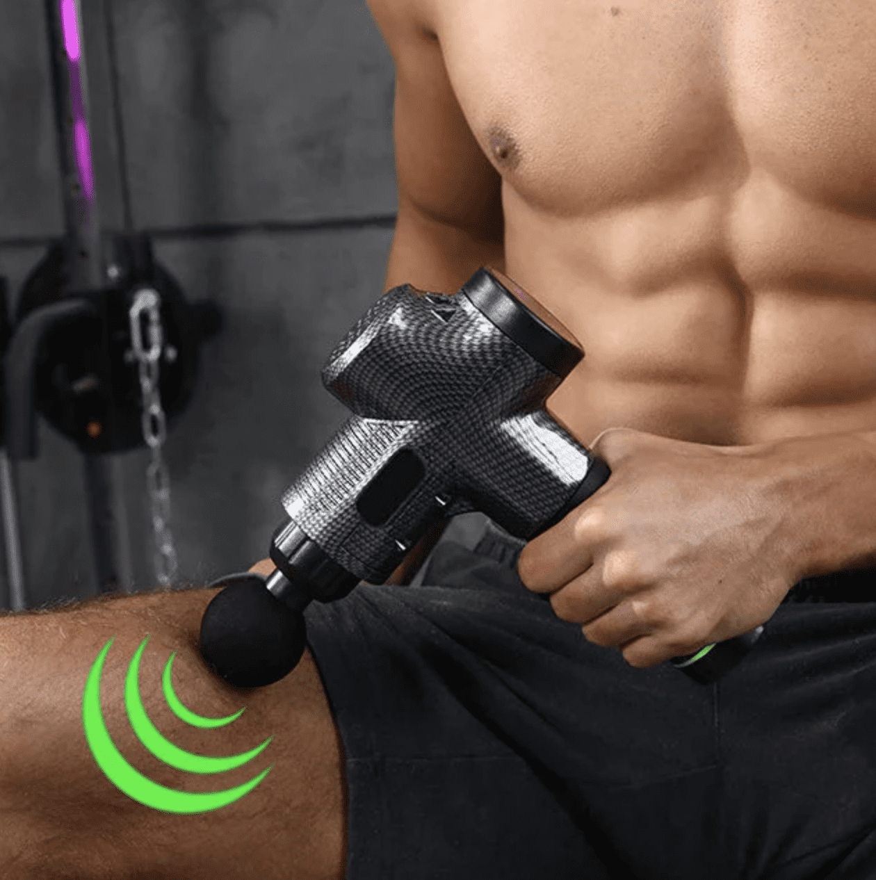 PISTOLET DO MASAŻU MASAŻER DO CIAŁA MASSAGE GUN PRO - KARBON - MOC 100W - obrazek 3