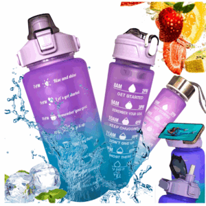 Butelka Motywacyjna Sportowa z Rurką Fitness Siłownia 2000ml+900ml+300ml - 3 szt