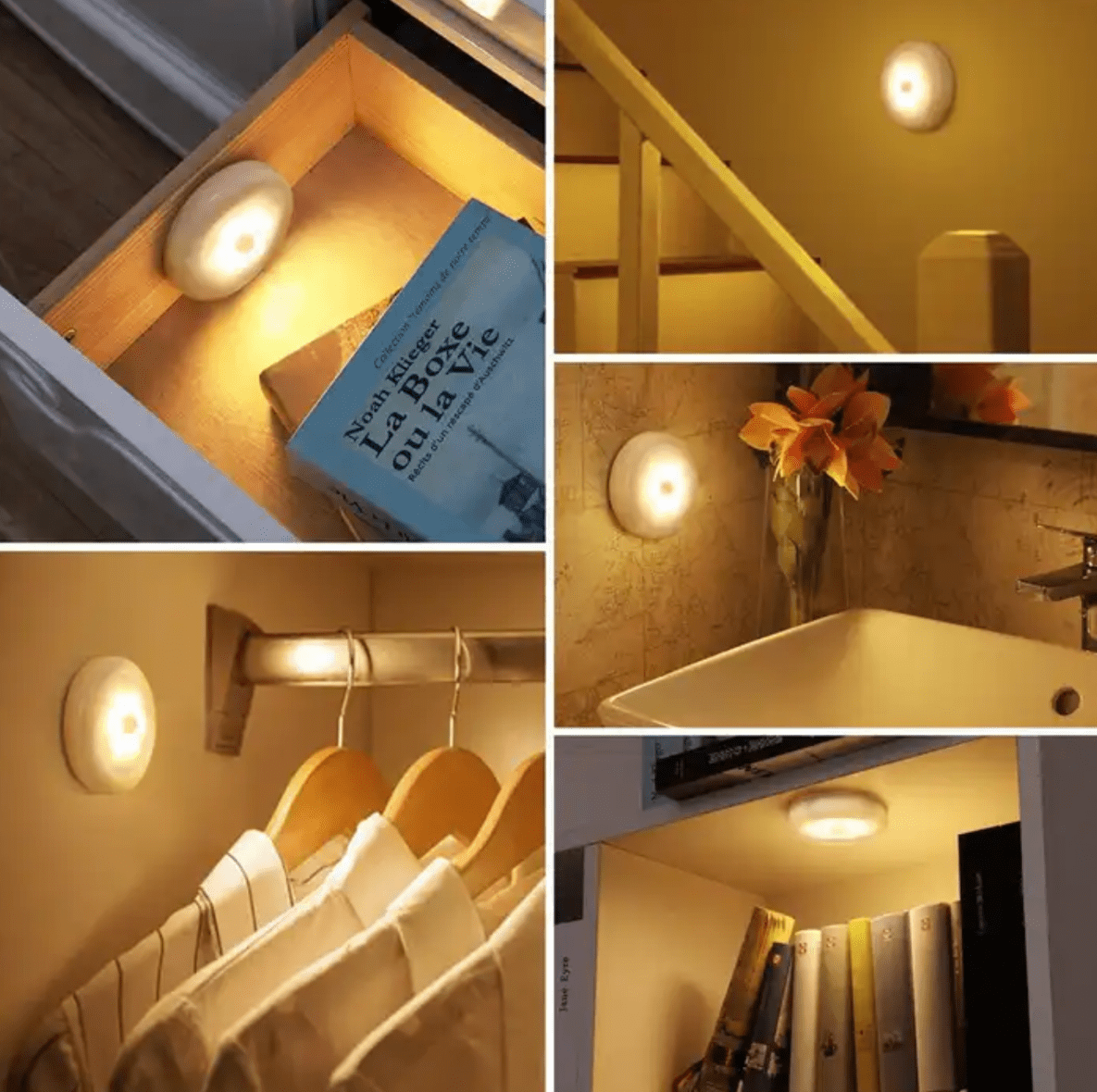 Lampka LED z czujnikiem ruchu na baterie - Ciepła Barwa - obrazek 2