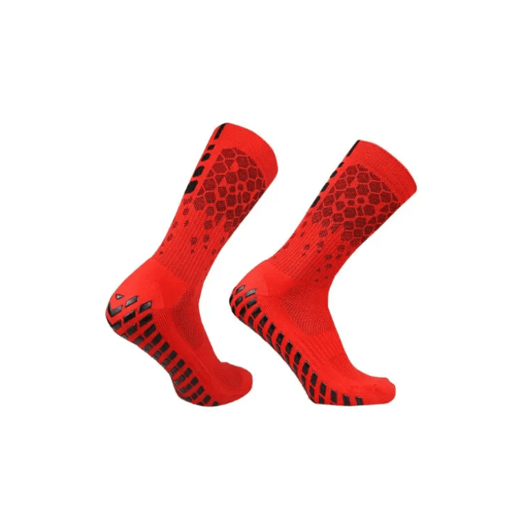 Skarpety Piłkarskie Antypoślizgowe FG 39-45 - Czerwone - obrazek 2