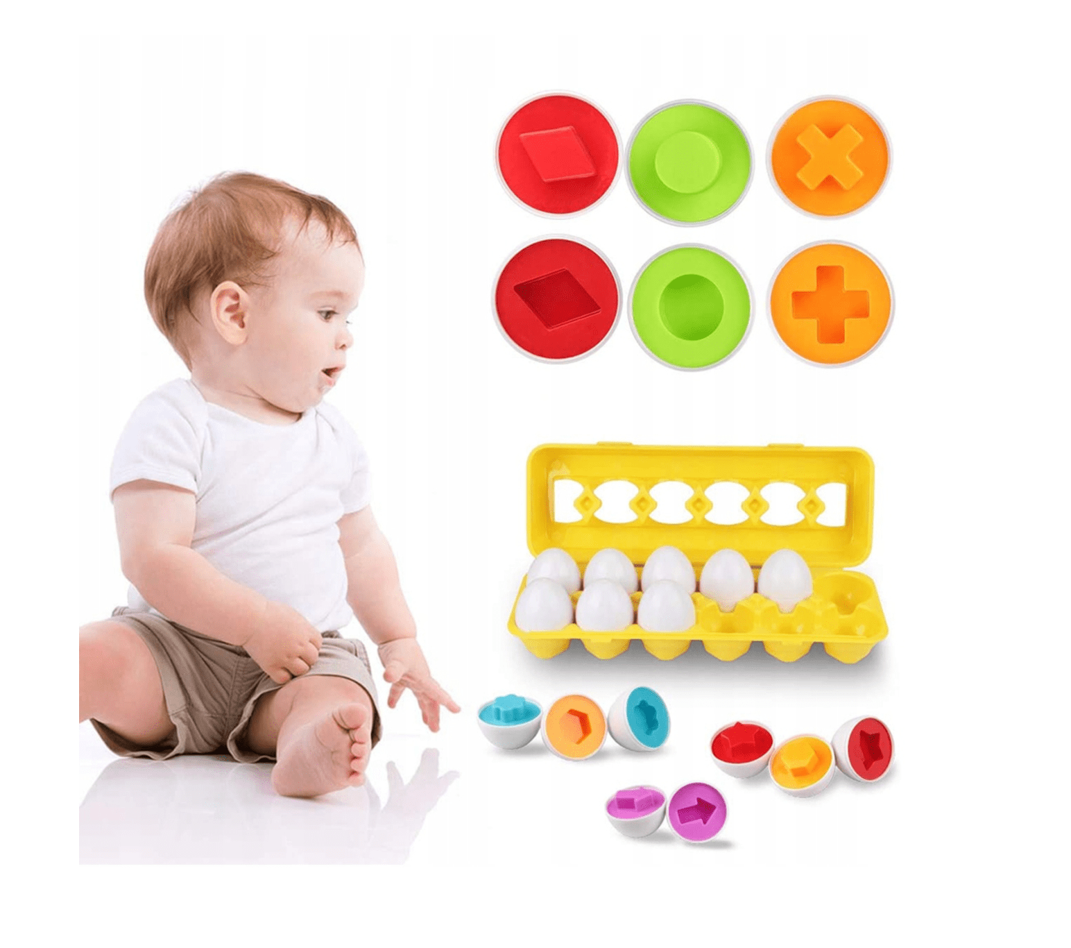 Układanka Edukacyjna Montessori Jajka Dopasuj Kształt - obrazek 2