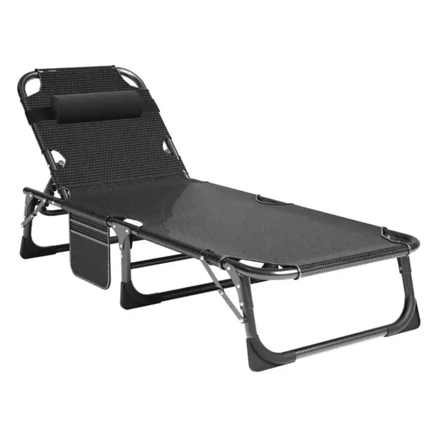 Łóżko Przenośne, Rozkładane, Polowe, kanadyjka z Materacem - Czarne - obrazek 7