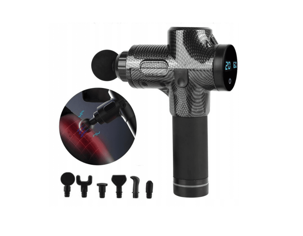 PISTOLET DO MASAŻU MASAŻER DO CIAŁA MASSAGE GUN PRO - KARBON - MOC 100W - obrazek 2