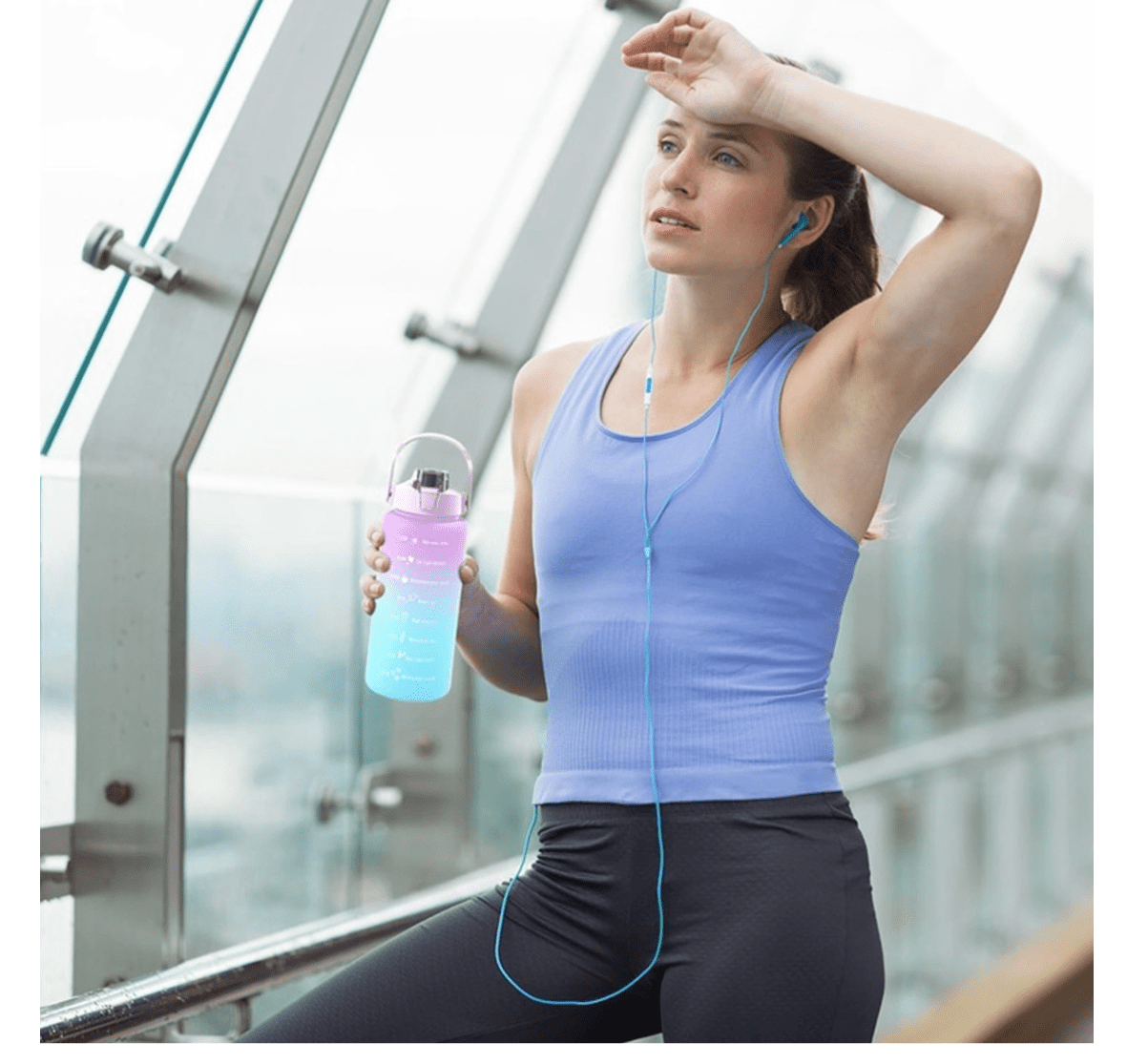 Butelka Motywacyjna Sportowa z Rurką Fitness Siłownia 2000ml+900ml+300ml - 3 szt - obrazek 8