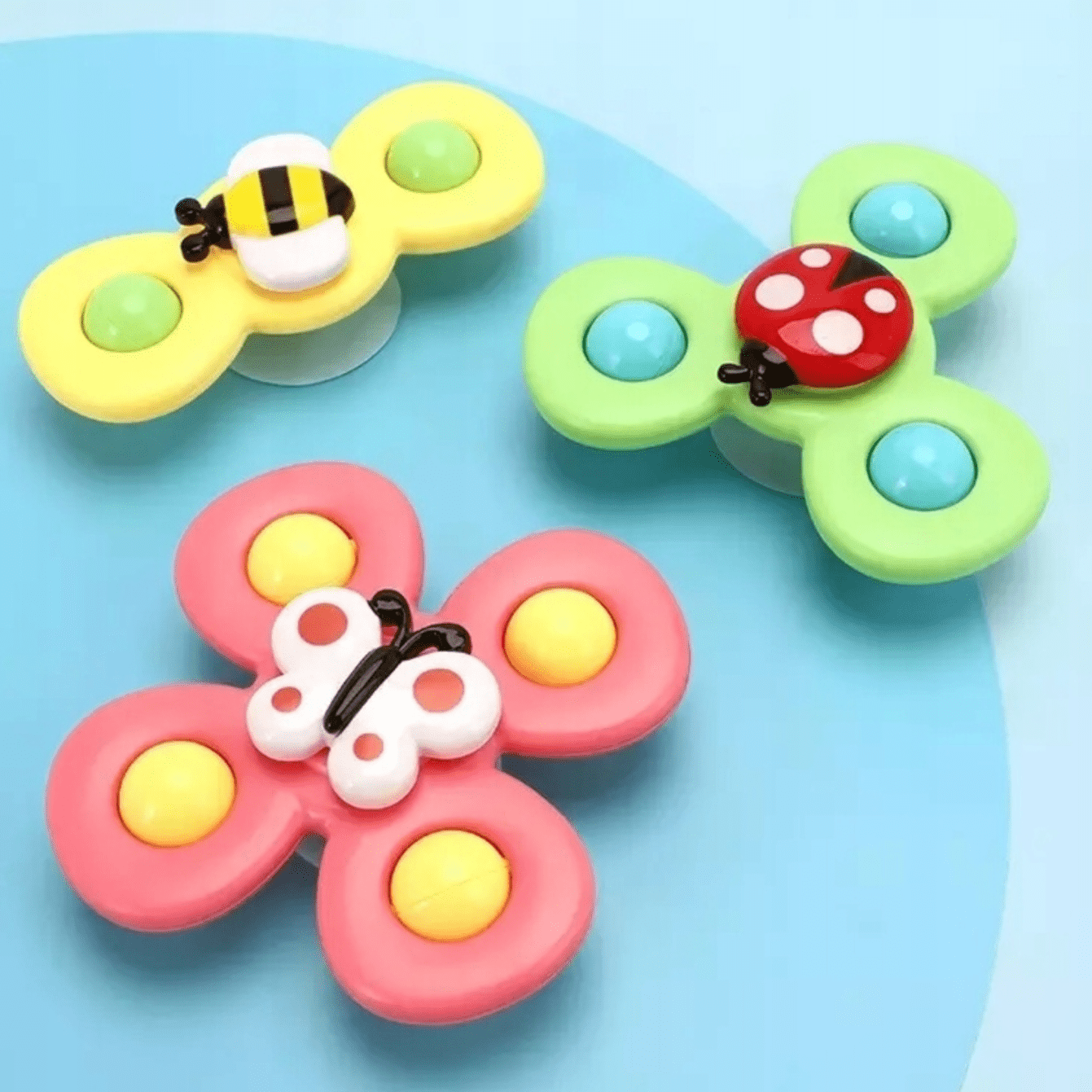 Fidget Spinner z przyssawką , Sensoryczna zabawka do Kąpieli - Owady 3 sztuki - obrazek 2