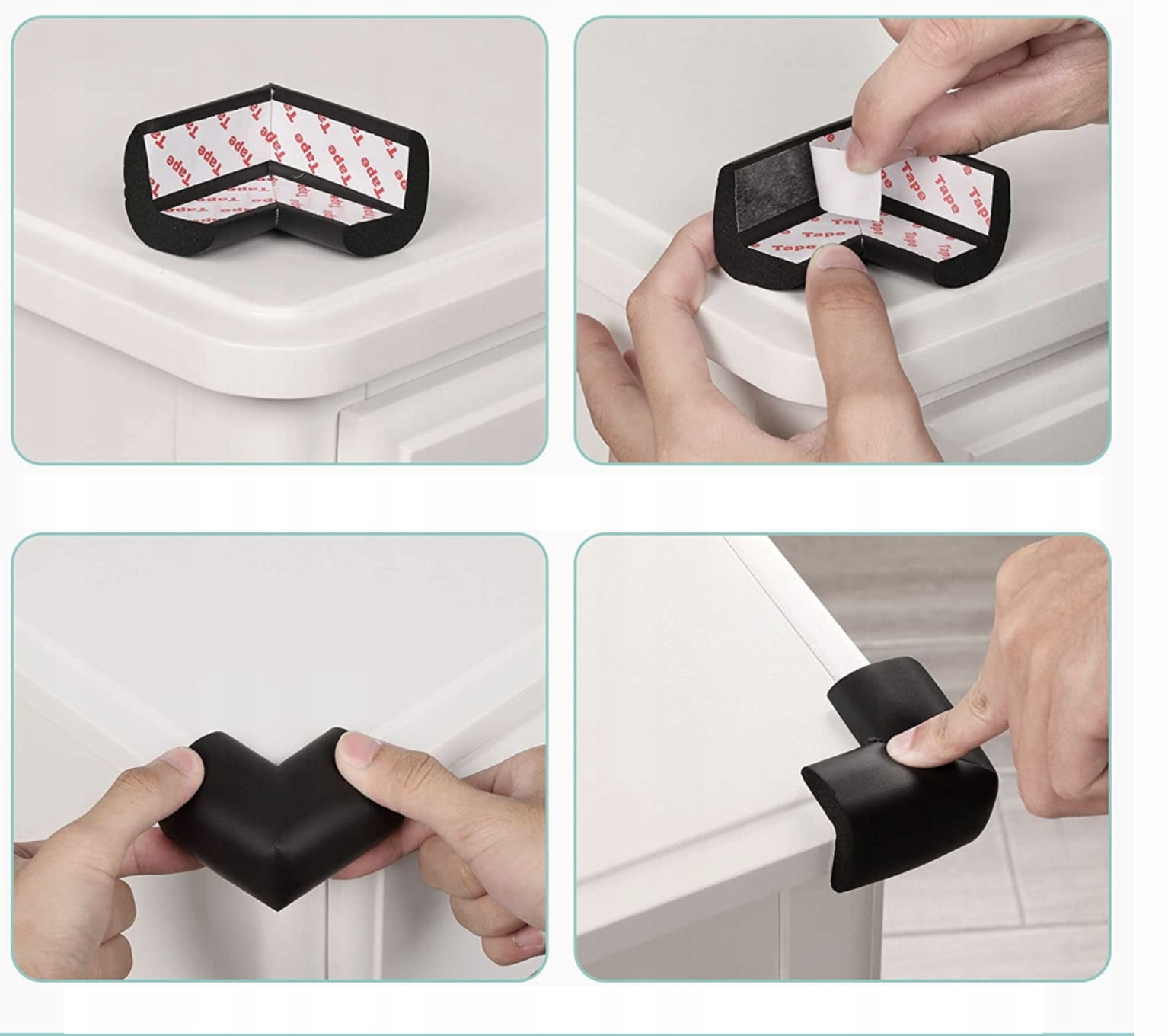 Zabezpieczenie, Osłona Narożników, Krawędzi - Czarne 8 szt. - obrazek 12