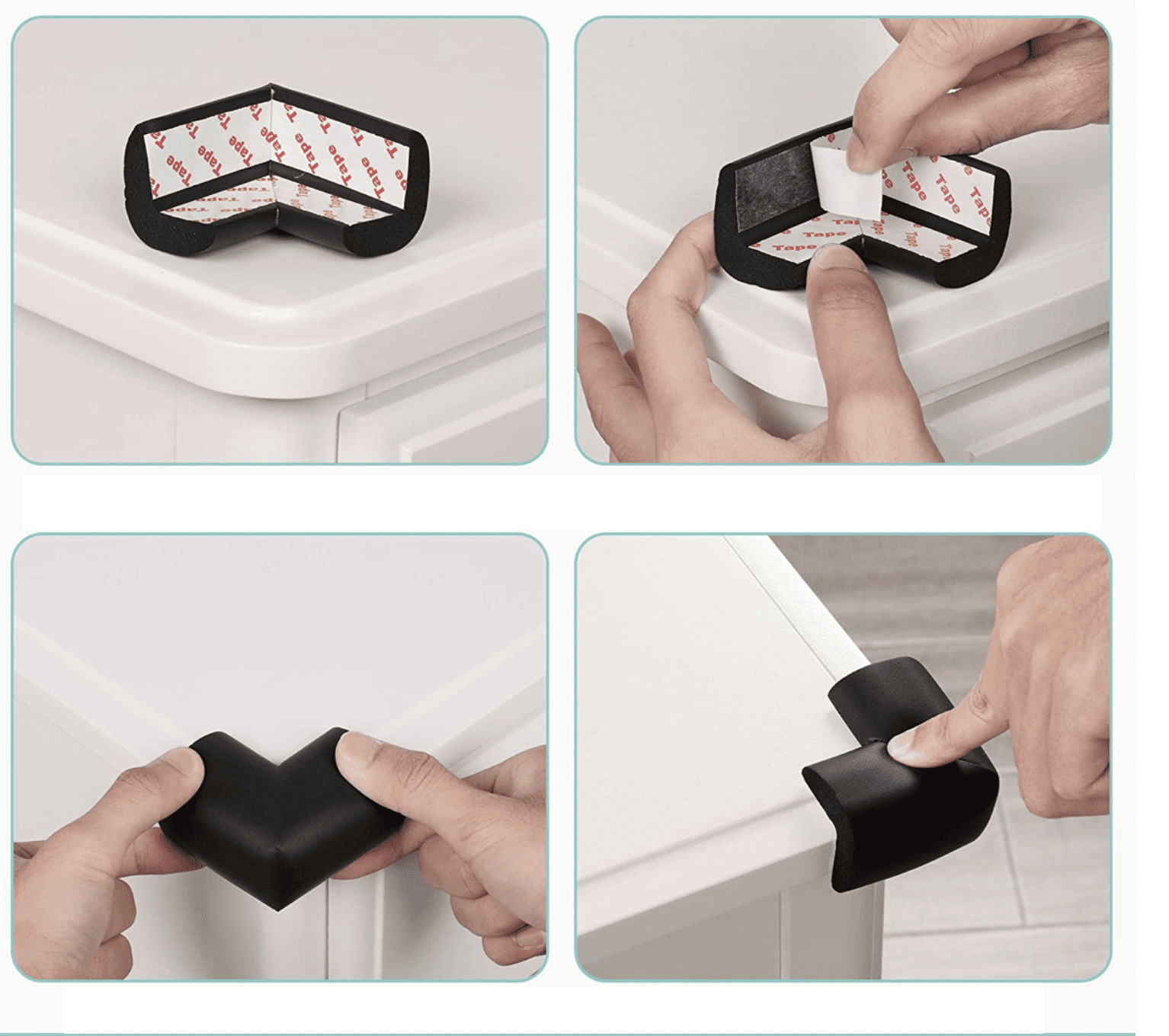 Zabezpieczenie, Osłona Narożników, Krawędzi - Czarne 8 szt. - obrazek 3